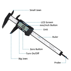 Șubler Digital de Precizie Adoric 150 mm / 6 Inch, Afișaj LCD, Comutare mm/inch, Funcție Zero și 4 Moduri de Măsurare (Interior, Exterior, Adâncime, Treaptă) - Img 4