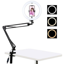 Suport de brat de birou Puluz cu LED Vlogging Ring de 26 cm PKT3090B