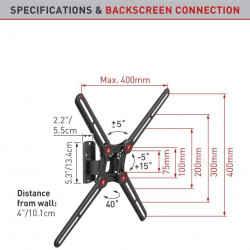 Suport TV de perete Barkan BM320, reglabil, 13"-65", Negru - Img 2
