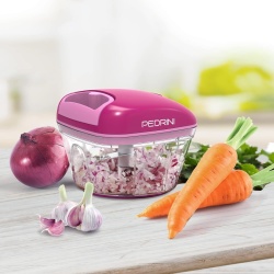 Tocător Manual cu Sfoară Pedrini, 3 Lame din Oțel Inoxidabil, Mâner Ergonomic și Bază Antiderapantă, Recipient Transparent pentru Legume și Verdețuri - Img 3
