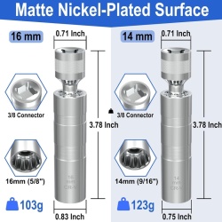 Trusă Chei Magnetice pentru Bujii 14 mm și 16 mm (9/16" și 5/8") cu Articulație Cardanică Rotativă 360°, Tubulare cu Pereți Subțiri din Oțel Crom-Vanadiu cu Profil în 12 Colțuri, Compatibile BMW, MINI, Nissan, Antrenare 3/8 Inch - Img 9