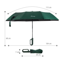 Umbrela pliabila automat Typec, intarita cu 30 de nervuri, 115 cm,maner cu catarama mare, rezistenta la vant si la apa, verde - Img 4