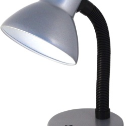 Veioză de Birou cu Braț Flexibil VELAMP Charleston, Dulie E27, Bază Stabilă din Metal, Cablu 1.5 m cu Întrerupător Integrat, Finisaj Mat Elegant, pentru Birou, Noptieră și Lectură, Argintiu