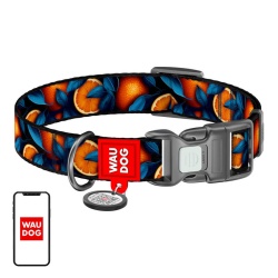Zgarda din nailon cu cod QR pentru cainele Waudog „Oranges”, marimea S