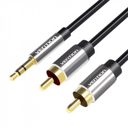 2 cabluri RCA (Cinch) mufa la 3,5 mm Vention BCFBF 1 m (negru)