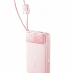 Acumulator extern Baseus EnerFill FC11 Digital Display 20.000 mAh, 22.5W, cablu USB-C si Lightning incorporat, Roz