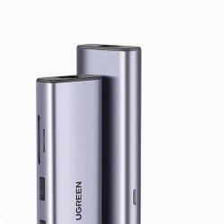 Adaptor Ugreen CM512 90568 USB-C - 2x USB-A 3.0 / HDMI / RJ45 / Cititor de carduri SD și TF / USB-C PD 100W - gri - Img 6