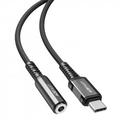 Adaptor USB-C la mini jack de 3,5 mm Acefast C1-07 18 cm (negru)