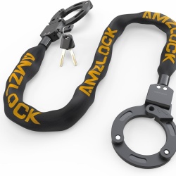 Antifurt / Lacăt tip Cătușă pentru Trotinetă Electrică și Bicicletă AMZLOCK, Lungime 90 cm, Greutate 1.2 kg, Oțel aliat, Închidere Automată One-Touch, Include 3 Chei, Negru