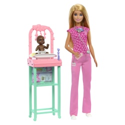 BARBIE CARIERE SET MOBILIER CU PAPUSA DOCTOR PEDIATRU BLONDA - Img 2
