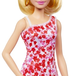 BARBIE PAPUSA BARBIE FASHIONISTA BLONDA CU PARUL PRINS IN COADA SI ROCHIE CU FLORICELE - Img 3