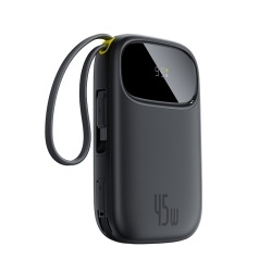 Baterie externa Baseus EnerFill FC31 10.000 mAh, USB-C, USB-A, cabluri USB-C duale, Digital Display, 45W, Negru
