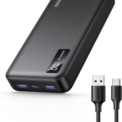 Baterie externa Ugreen 20.000 mAh, 22.5W, USB-C, USB-A, PD 3.0, Digital Display, cablu USB-C la USB-A inclus, Negru