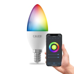 Bec smart LED Calex Bulb E14, B35, RGB lumina alba calda, 4.9W, 470 lumeni