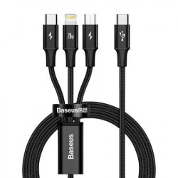 Cablu 3-in-1 Baseus Rapid Series USB-C pentru M+L+T 20W 1,5m Negru