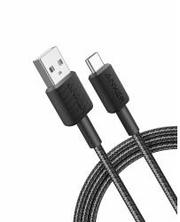 Cablu alimentare si date Anker, USB-A (T) la USB Type-C (T), 1.8m rata transfer 480 Mbps, invelis nylon, braided, negru, "A81H6G11" (timbru verde 0.03 lei) - 0194644108724