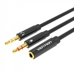 Cablu audio 2x 3,5 mm mascul la 4 poli mama 3,5 mm 0,3 m Vention BBTBY Negru