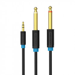 Cablu audio 3,5 mm TRS tata la 2x 6,35 mm tata 1 m Vention BACBF Negru