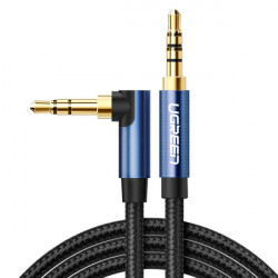 Cablu audio Ugreen minijack unghiular AUX 3,5 mm 2m albastru (AV112)