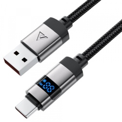 Cablu Date si Incarcare USB-A - USB-C Acefast C15-04 Display, 66W, 1.2m, Negru - Img 2