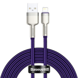 Cablu de date metalic Baseus Cafule Series USB - Lightning 2.4A 2 m violet