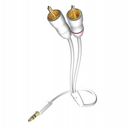 Cablu de legatura jack 3.5" la 2xRCA Inakustik Star, 0.5m, Gold plated, ecranat cu folie, alb, 003100005