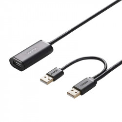 Cablu extensie UGREEN US137, 2x USB 2.0 , activ, 10m (black)