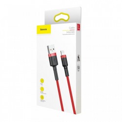 CABLU LIGHTNING PENTRU IPHONE, QC3.0 , 2.4A , 0.5M, BASEUS CAFULE DURABLE NYLON, ROSU - Img 8