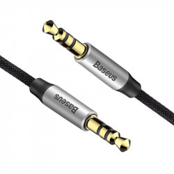 Cablu mini jack audio 3.5 mm AUX Baseus Yiven 1m , negru + argintiu - Img 2