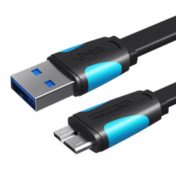 Cablu plat USB3.0 A la Micro B Vention VAS-A12-B050 0,5 m negru