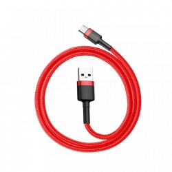 Cablu Type C , QC3.0 , 2.4A , 0.5M, BASEUS Cafule Durable Nylon, rosu - Img 4