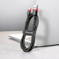 Cablu Type C , QC3.0 , 2.4A , 2M, BASEUS Cafule Durable Nylon, negru+rosu - Img 7