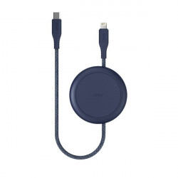 Cablu UNIQ MFI Halo cu cablu retractabil USB-C la Lightning 18W 1.2m - albastru - Img 5