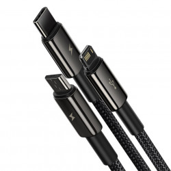 Cablu USB 3in1 Baseus Tungsten Gold, USB la micro USB / USB-C / Lightning, 3,5A, 1,5m (negru) - Img 2
