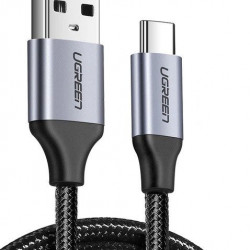 Cablu USB-C nichelat QC3.0 UGREEN 1,5 m cu mufa din aluminiu (negru)