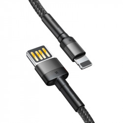 Cablu USB Lightning (reversibil) Baseus Cafule 2.4A 1m (gri-negru) - Img 2
