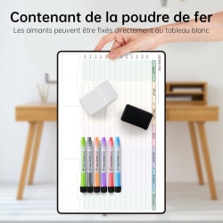 Calendar / Planificator Săptămânal Adeziv pentru Perete Tableau Blanc, Limba Franceză, Dimensiune 42 x 28 cm, cu Accesorii Incluse - Img 6