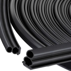 Cheder Autoadeziv din Cauciuc Romon 10 m x 10 mm x 10 mm, Bandă de Etanșare și Izolare Termică și Fonică pentru Uși și Ferestre, Rosturi 4–9 mm, Negru
