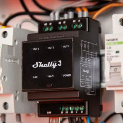 Comutator pentru relee inteligente Shelly PRO 3 WiFi + Ethernet cu 3 grupuri cu suport pentru sina DIN - Img 2