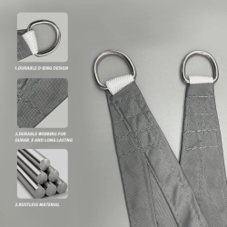 Copertină Triunghiulară Impermeabilă Tip Welă 3 x 4 x 5 m Gri Închis, Prelată de Umbrit în Unghi Drept cu Blocare UV 95%, Cusături Ranforsate, Inele D din Inox și 3 Frânghii Incluse, pentru Grădină, Terasă - Img 6