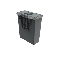Coș de gunoi încorporabil Elletipi Easy 2.0, capacitate 12 litri, montare pe ușă dulap cu capac inclus, din plastic reciclat, prindere cu șuruburi, Gri - Img 2