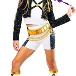 Costum Deluxe Copii Rubies Rumi Golden Hybrid – K-Pop Demon Hunters, Licențiat Oficial Netflix, Include Top, Jachetă, Pantaloni Scurți și Jambiere, pentru Carnaval, Halloween și Petreceri Tematice
