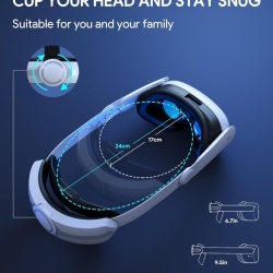 Curea de incarcare rapida pentru cap Aubika pentru Meta Quest 3S/Quest 3 cu acumulator incorporat de 8000 mAh, inlocuire curea Elite, accesorii pliabile și reglabile - Img 3