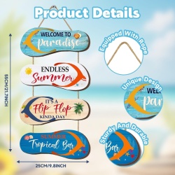 Decorațiune de Perete de Vară pentru Casă și Petreceri, Tematică Plajă / Papuci Flip-Flop din Lemn cu Șnur, Stil Hawaiian - Img 6