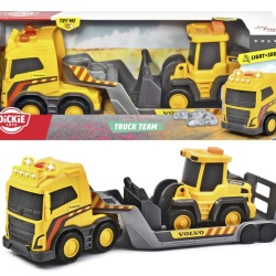 DICKIE VOLVO SET TRAILER SI EXCAVATOR CU SUNETE SI LUMINI