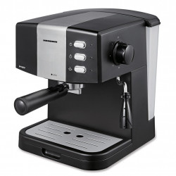 Espressor Heinner HEM-850BKSL, 850 W, 1.5 L, 15 bar, filtru dublu din inox, Negru/Argintiu