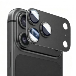 Folie de protectie Camera Spate Lito Crown Halo AR + AF pentru Apple iPhone 18 Pro, Sticla Securizata, Neagra