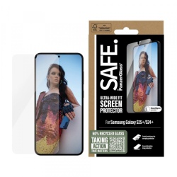 Folie de protectie Ecran PanzerGlass Safe. Ultra-Wide Fit EasyAligner pentru Samsung Galaxy S25+ S936 / S24+ S926, Sticla Securizata, Full Glue, Resigilata