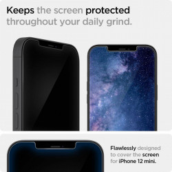 Folie din sticla securizata Spigen Glass.Tr "Ez Fit" Pachet de 2 Iphone 12 Mini - Img 3
