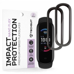 Folie Protectie Techsuit Nano Flex pentru Amazfit Band 5, Set 2 bucati, Plastic, Neagra